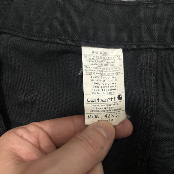 Carhartt B11 Duck Dungaree Fit Work Pants Carhartt Black Size 42x32 - Picture 4 of 6